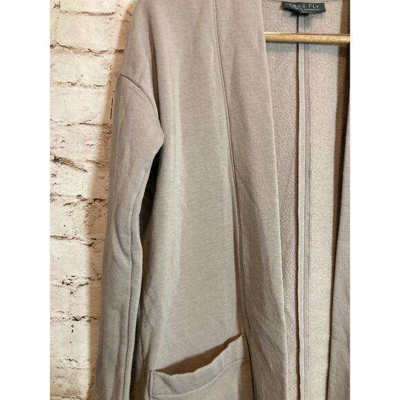 Free Fly Sweater Womens Small Bamboo Gray Open Front Cardigan Pockets Capsule - Picture 6 of 13